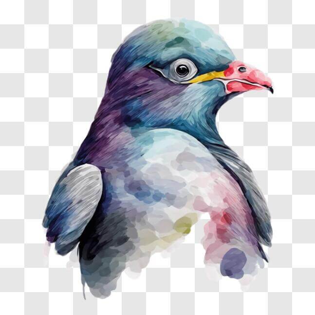 Download Colorful Bird in Watercolor Painting PNG Online - Creative Fabrica