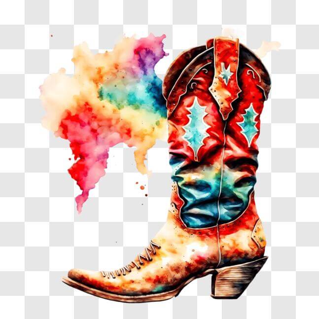 Download Colorful Cowboy Boot Watercolor Painting PNG Online - Creative ...