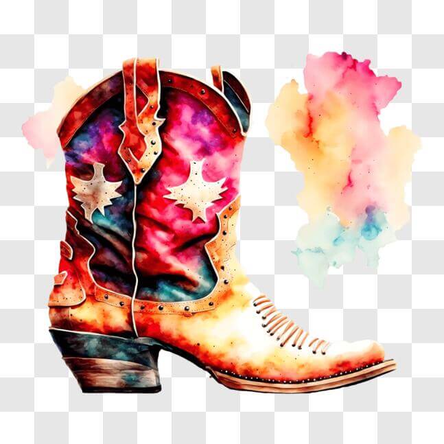 Download Colorful Cowboy Boot Illustration PNG Online - Creative Fabrica