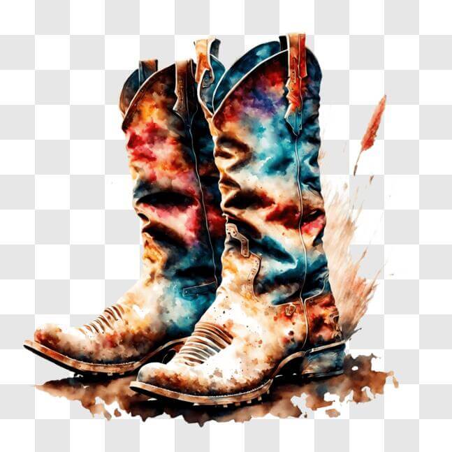 Download Colorful Paint Splattered Cowboy Boots PNG Online - Creative ...
