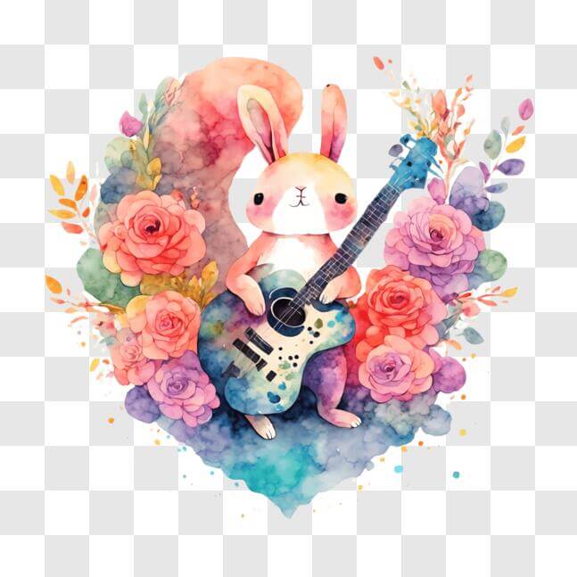 Download Music and Art Promotion with Watercolor Rabbit Playing Guitar ...