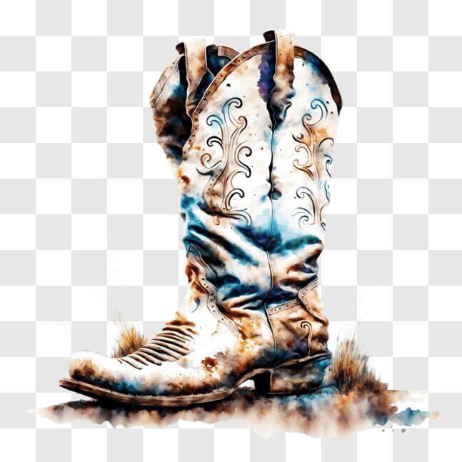 Download Watercolor Cowboy Boot Art Print or Poster PNG Online ...