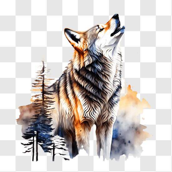 Download Howling Wolf in the Forest PNGs Online - Creative Fabrica