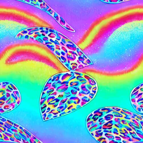 Buntes abstraktes Gemälde mit Leopardenmuster und Regenbogen Buntes abstraktes Gemälde mit Leopardenmuster und Regenbogen thumbnail