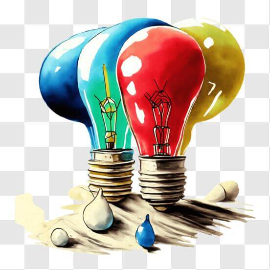 Scarica Disposizione di lampadine colorate PNG Online - Creative Fabrica
