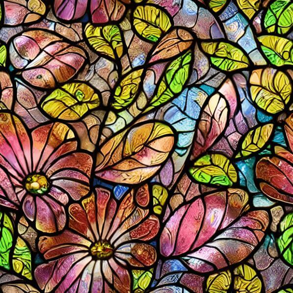 Download Colorful Stained Glass Window with Floral Design Patterns ...