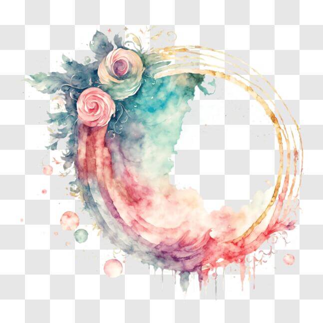 Download Watercolor Floral Circle Frame PNGs Online - Creative Fabrica
