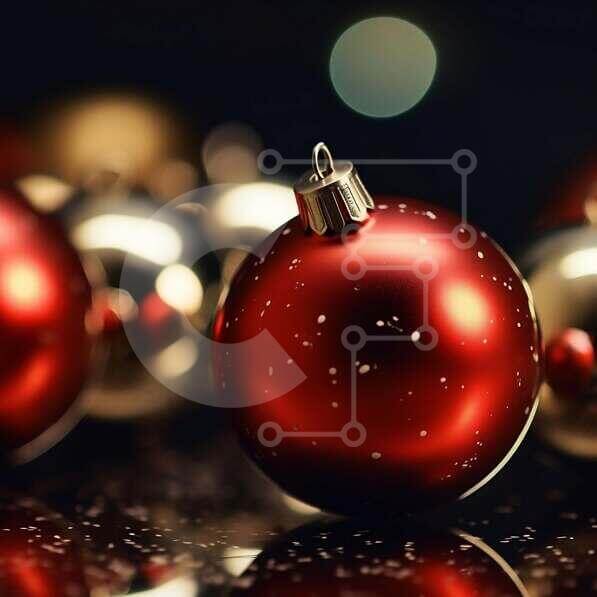 Red and Gold Ball Ornaments on Table stock photo Creative Fabrica