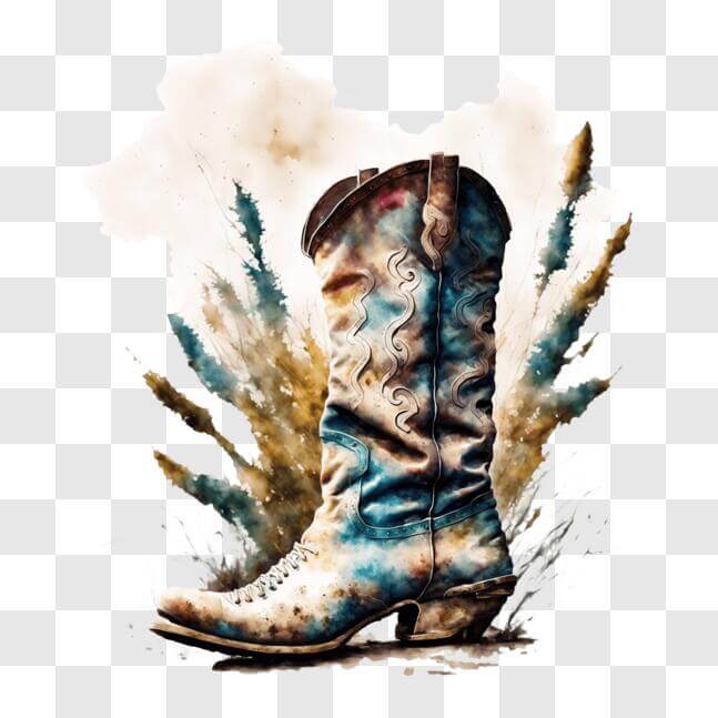 Download Watercolor Cowboy Boot Poster PNG Online - Creative Fabrica