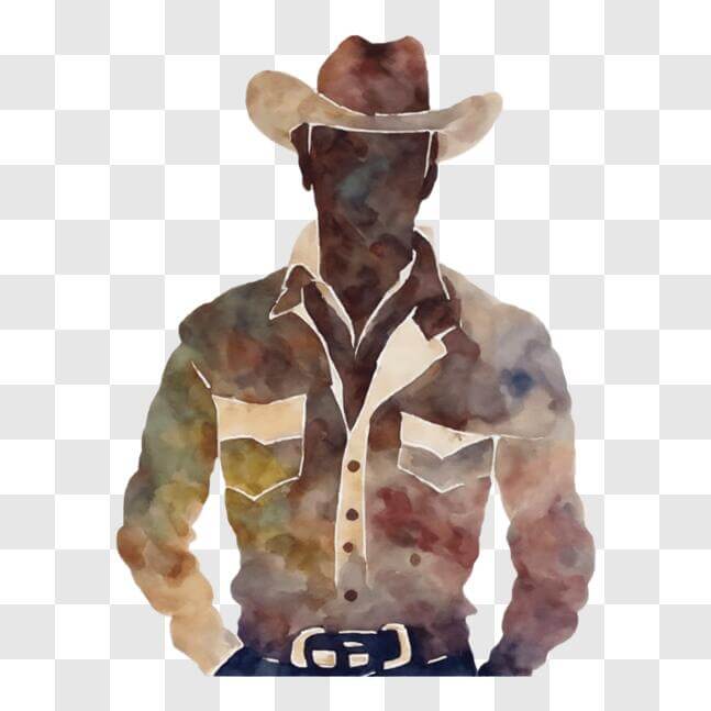 Download Watercolor Painting of Old-Fashioned Cowboy in Traditional ...