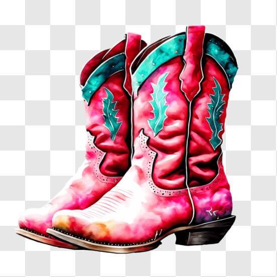 Download Cowboy Boots and Floral Accents for Western Decor PNG Online