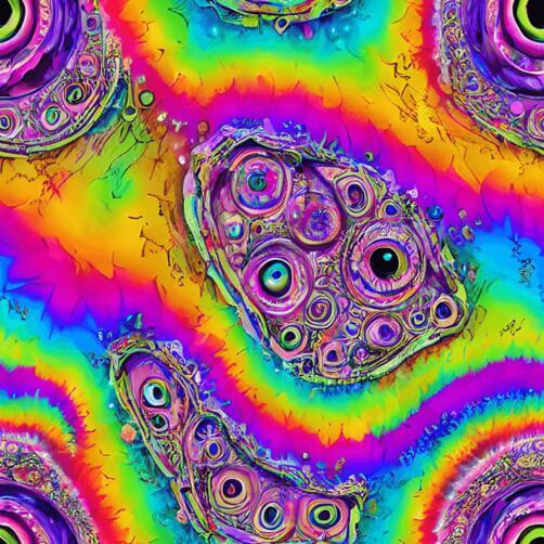 Buntes psychedelisches Muster mit verschiedenen Formen und Farben Buntes psychedelisches Muster mit verschiedenen Formen und Farben thumbnail