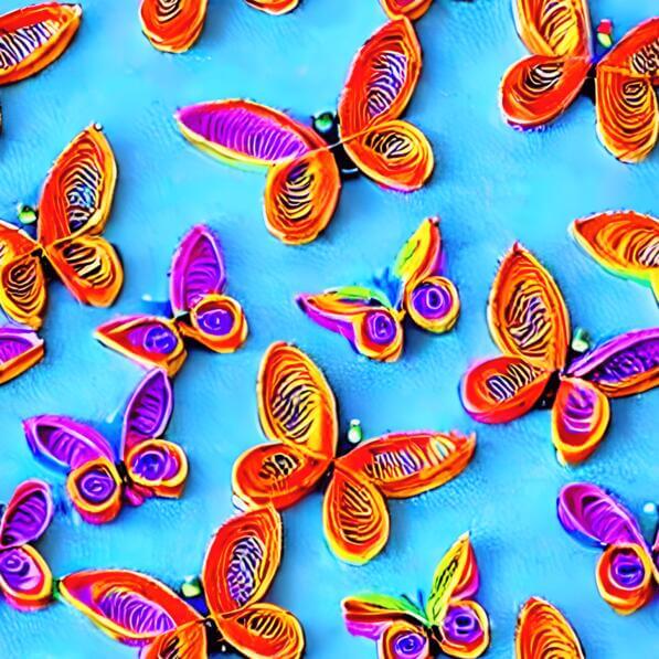 Desktop Quilling Download Colorful Paper Quilling Butterflies on Blue Background ...