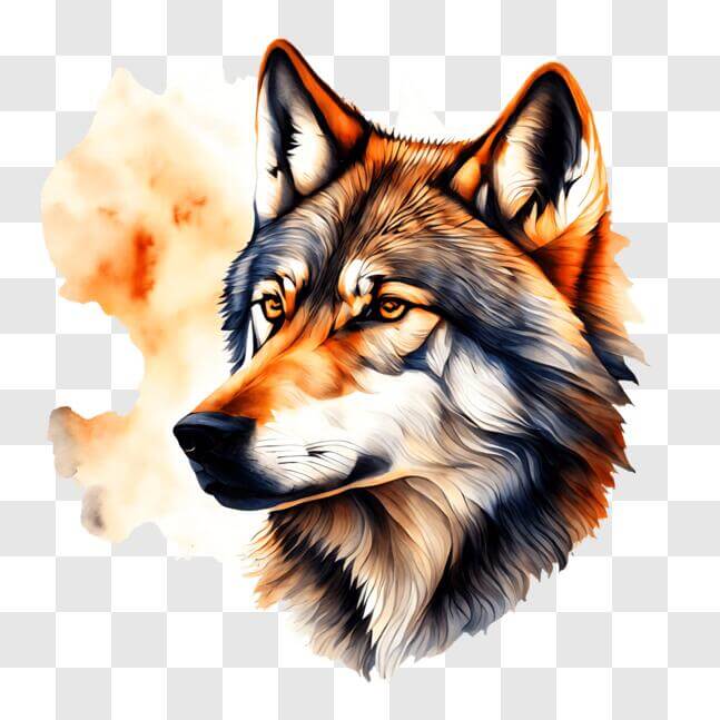 Download Vibrant Wolf Head in Orange and Yellow PNG Online - Creative ...