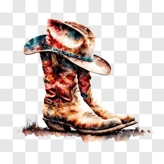 Download Colorful Cowboy Boots and Hats PNG Online - Creative Fabrica