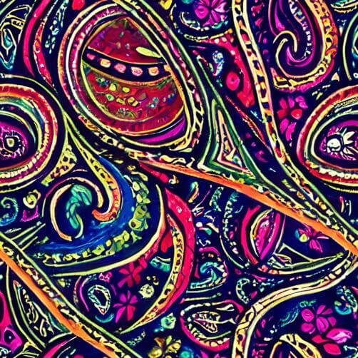 Buntes Paisley-Muster auf schwarzem Hintergrund Buntes Paisley-Muster auf schwarzem Hintergrund thumbnail