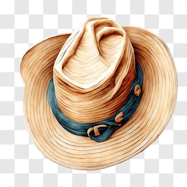 Download Blue Straw Hat Illustration PNG Online - Creative Fabrica