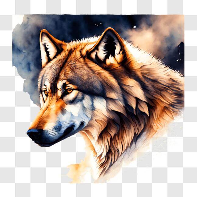 Download Beautiful Wolf Head Painting PNG Online - Creative Fabrica