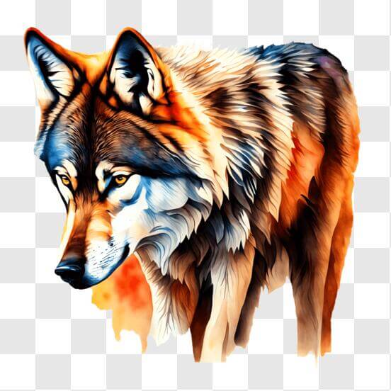 Download Colorful Wolf Painting PNG Online - Creative Fabrica
