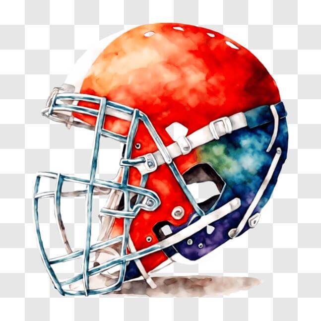 Download Colorful Football Helmet Watercolor Painting PNG Online