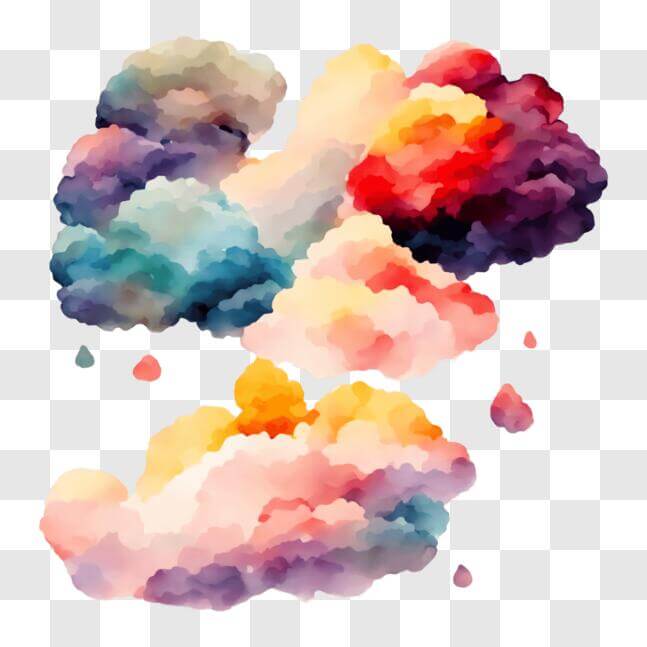 Download Colorful Painting of Clouds with Raindrops PNG Online ...