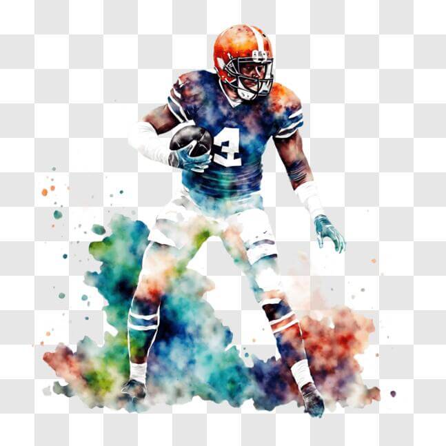 Download Colorful Football Player Art Print - Cleveland Browns PNG ...