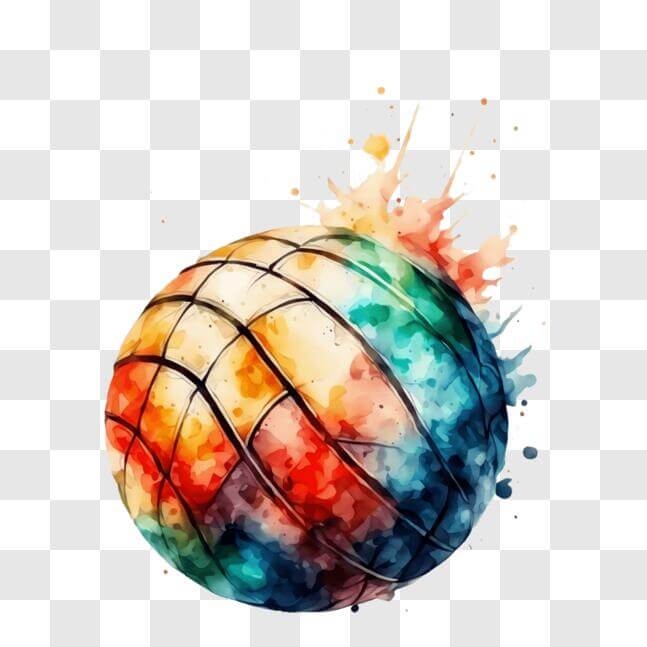 Download Abstract Volleyball Ball with Watercolor Design PNG Online ...