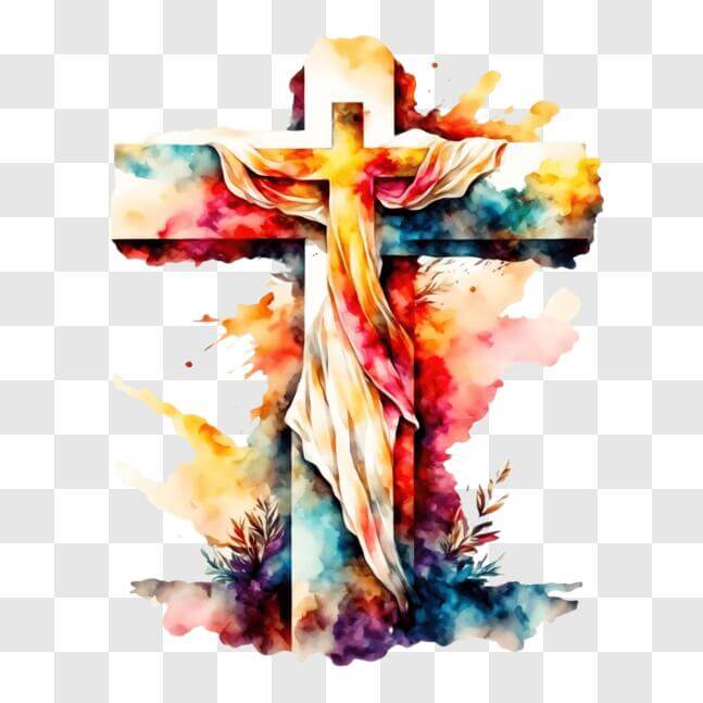 Download Watercolor painting of Jesus on the cross PNGs Online ...