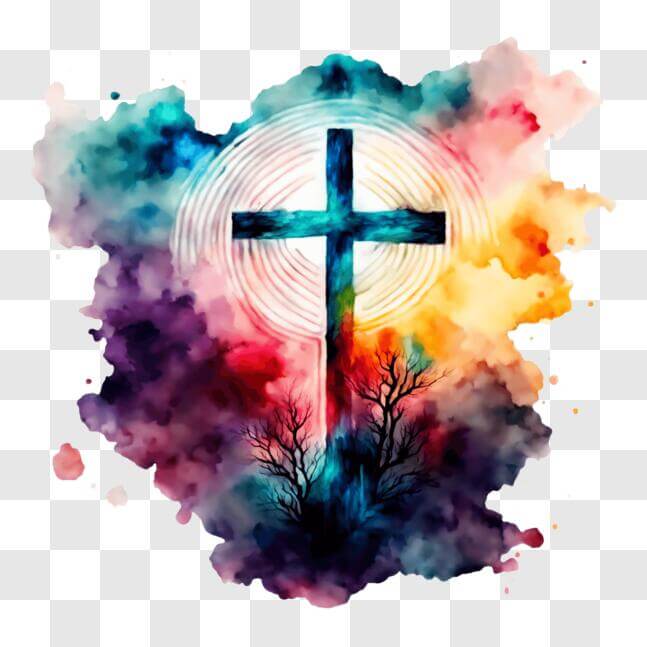 Download Colorful Cross Symbolizing Religious Beliefs PNGs Online ...