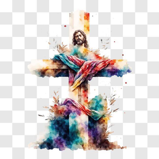 Download Watercolor painting of Jesus on the Cross PNGs Online ...