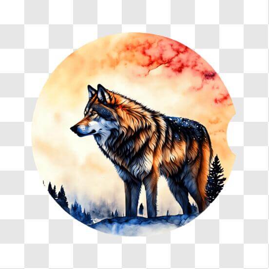 Download Wolf Silhouette howling at the full moon PNGs Online ...