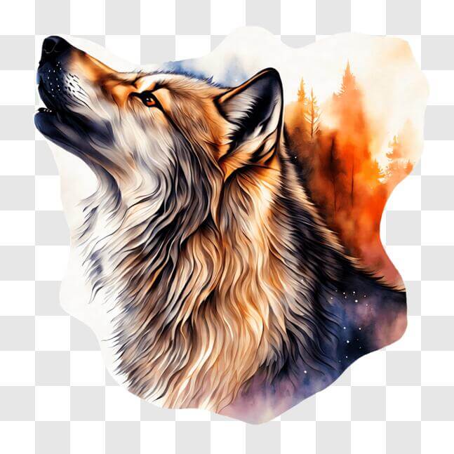 Download Howling Wolf in the Forest PNGs Online - Creative Fabrica