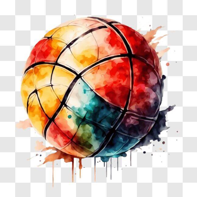 Download Colorful Basketball Ball Art Piece PNG Online - Creative Fabrica