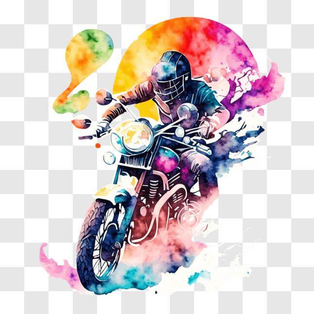 Download Colorful Abstract Painting with Motorcycle Rider PNGs Online ...