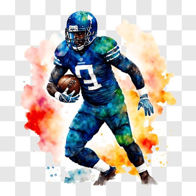 Download Football Player in Action with Colorful Background PNG Online ...