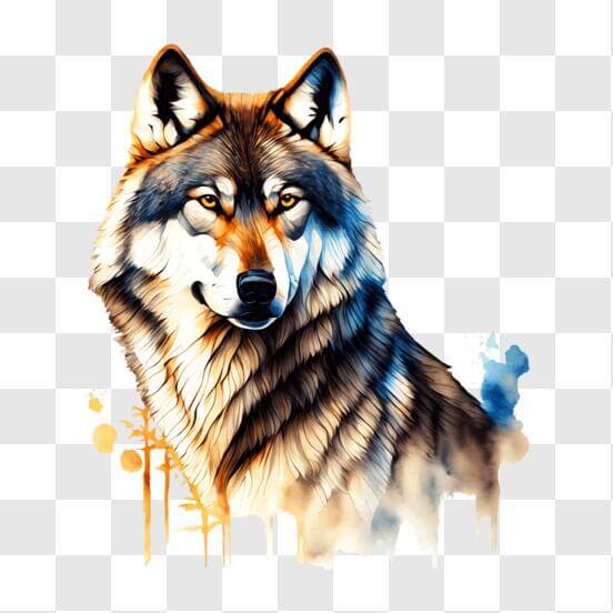 Download Colorful Wolf Painting with Trees and Mountains PNGs Online ...