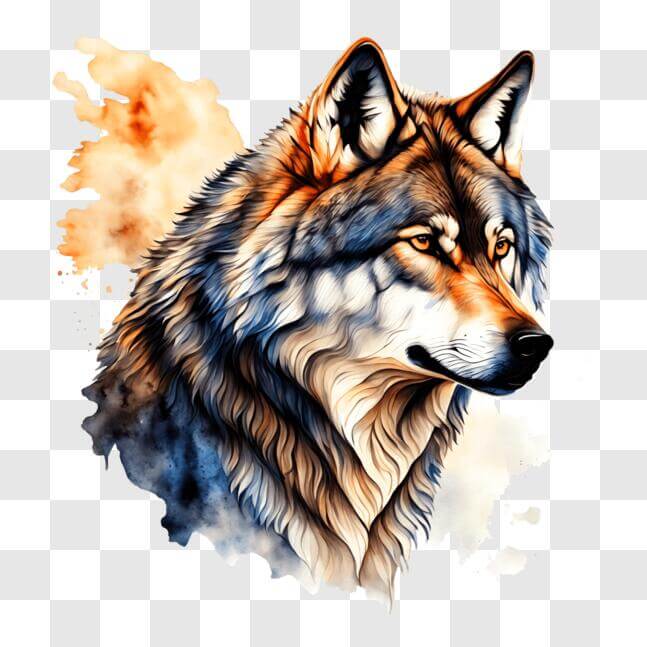 Download Vibrant Wolf Head Watercolor Painting PNG Online - Creative ...