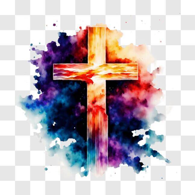 Download Colorful Abstract Watercolor Cross on Black Background PNGs ...