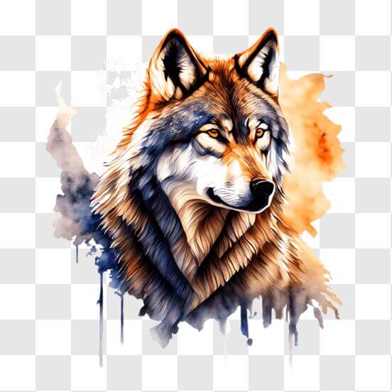 Download Colorful Wolf Painting with Trees and Mountains PNGs Online ...