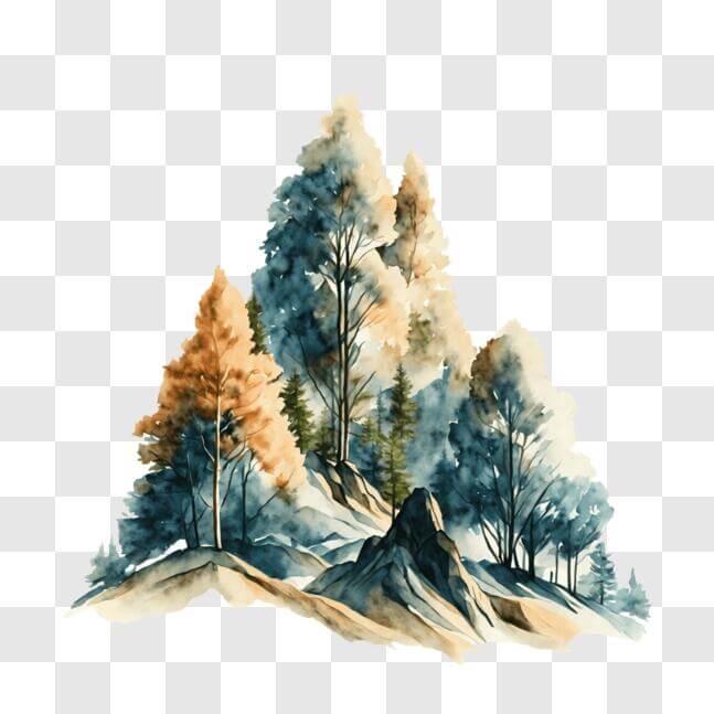 Download Watercolor Forest Landscape Painting PNG Online - Creative Fabrica