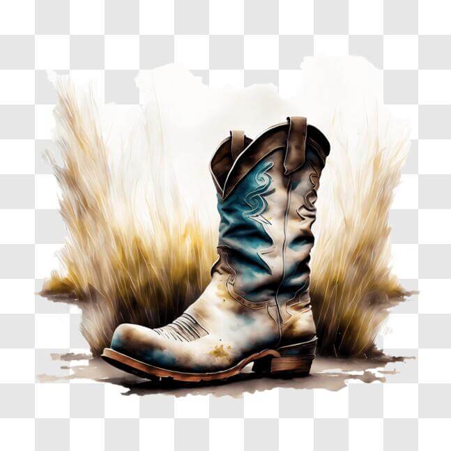 Download A Lone Cowboy Boot in the Grass PNG Online - Creative Fabrica
