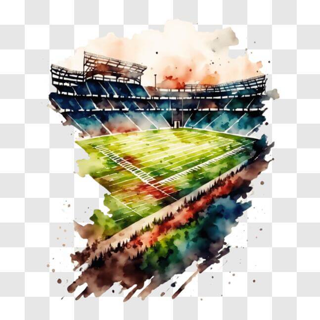 Download Empty Football Stadium Watercolor Painting PNG Online ...