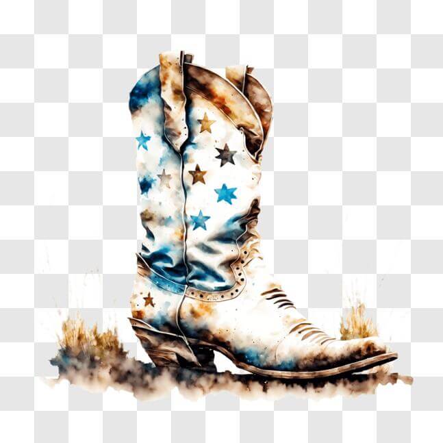 Download Western Cowboy Boot with Stars PNG Online - Creative Fabrica