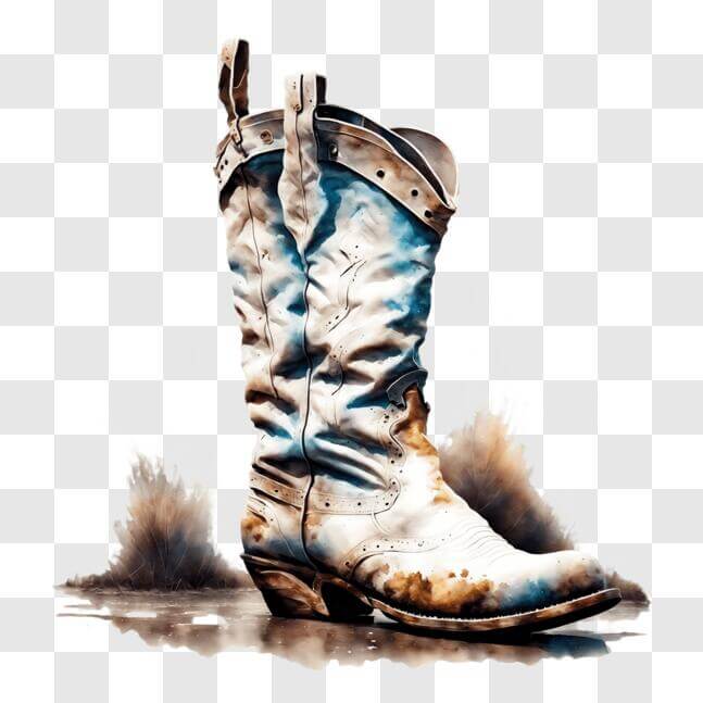Download Muddy Cowboy Boot on Dirty Ground PNG Online - Creative Fabrica