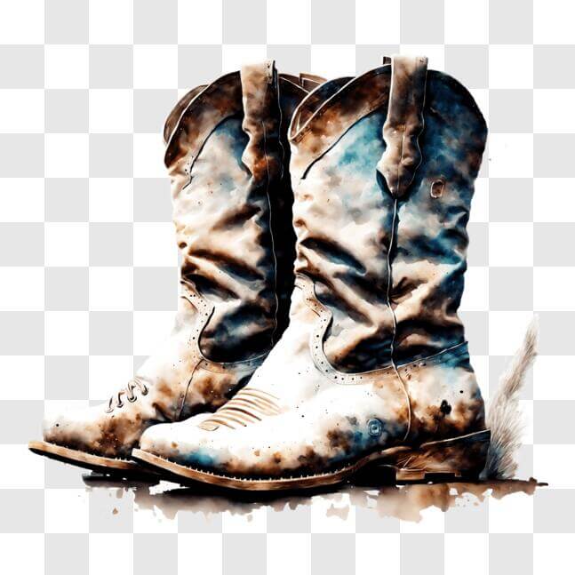 Download Stylish Cowboy Boots with Paint Splatter PNG Online - Creative ...