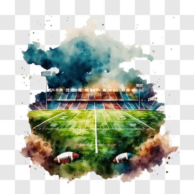 Download Watercolor Painting of an Empty Football Field PNG Online ...