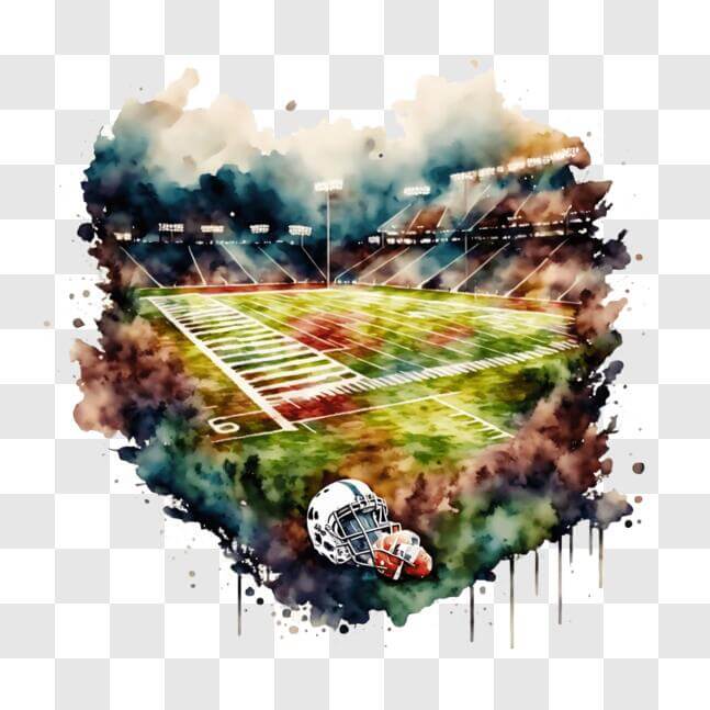Download NFL Football Field Watercolor Painting PNG Online Creative
