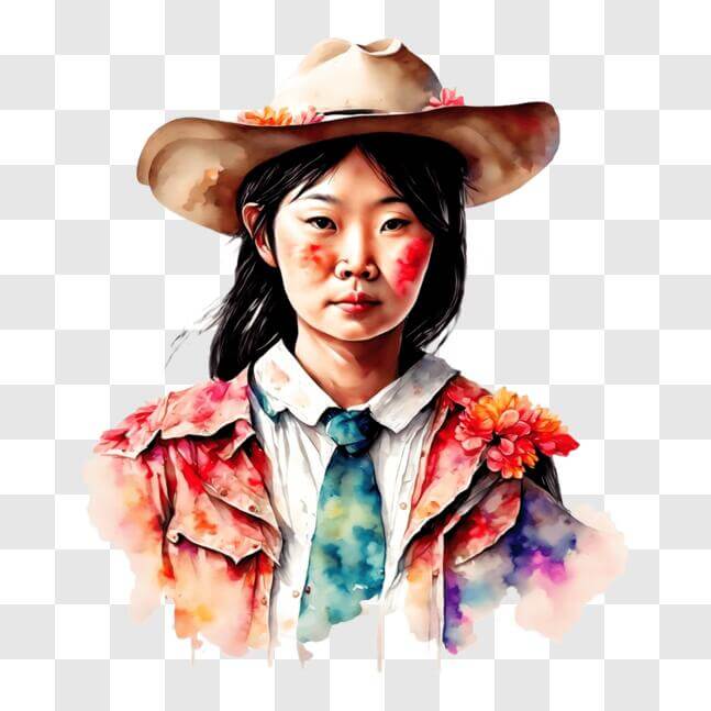 Download Cowgirl Portrait with Western Style PNG Online - Creative Fabrica
