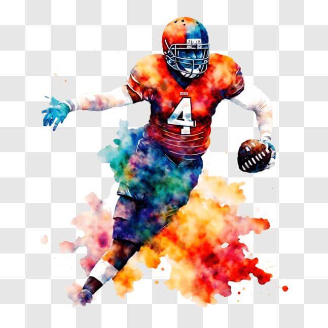 Download Colorful Football Player Running with the Ball PNG Online ...