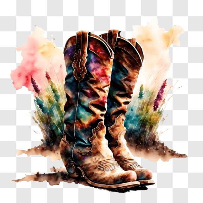 Download Watercolor Cowboy Boots - Western Culture Artwork PNG Online ...
